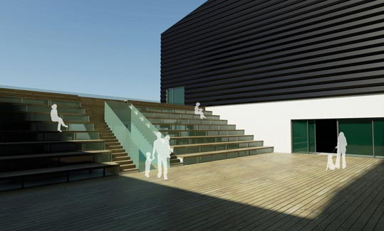 vnitřní atrium se vstupem do restaurace