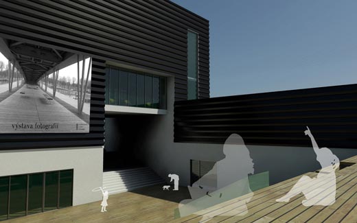 atrium pohled z terasy
